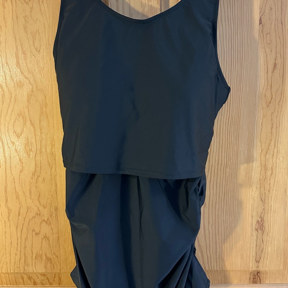 Latched Mama Black Maternity/Nursing Tankini